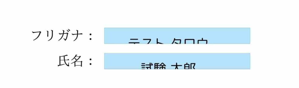 PDFファイルの文字入力で枠治らない時のイメージ