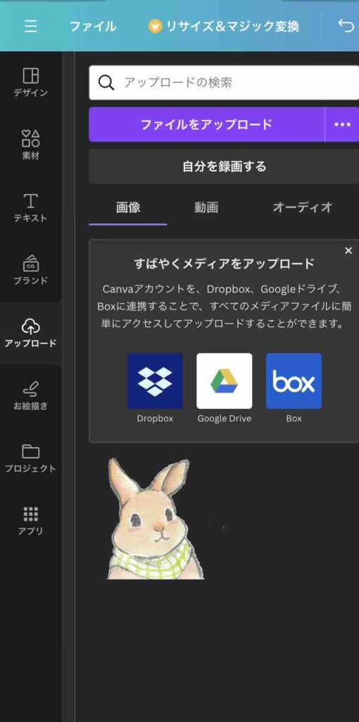 Canvaでアップロードされたイラストのイメージ